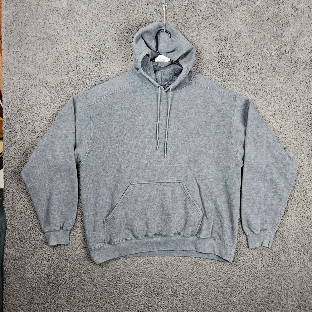 Vintage Prospirit Mens Gray Fleece Pullover Hoodie Sweatshirt‎ XL